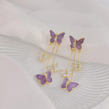 Charger l&#39;image dans la galerie, Boucles d&#39;Oreilles Pampille Papillon Cristal