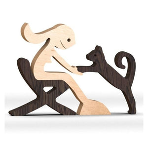 Amoureux des animaux - Ornements de table en bois sculpté