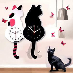 Horloge murale Chat nordique avec queue frétillante