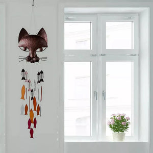 Carillon Éolien de Poisson-chat Amusant en Métal Artisanal