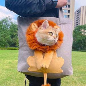 Sac à bandoulière en toile pour animaux de compagnie en forme de lion