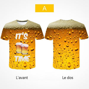T-shirt à manches courtes à bulles de bière 3D Fashion - ciaovie