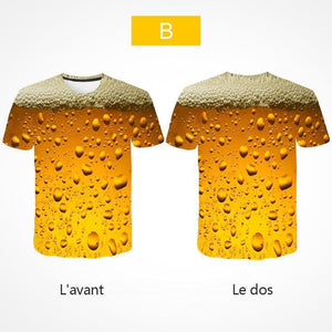 T-shirt à manches courtes à bulles de bière 3D Fashion - ciaovie