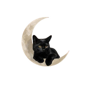 Enseigne en Métal Suspendue Chat Noir Lune