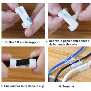 Auto-adhésif Fil/Câble Clips en Plastique
