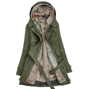 Manteau d'hiver pour femmes avec fausse fourrure amovible - ciaovie