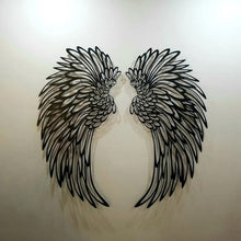 Charger l&#39;image dans la galerie, Ailes d&#39;ange noir Art des ailes en métal Murale avec lumières LED