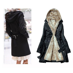 Manteau d'hiver pour femmes avec fausse fourrure amovible - ciaovie